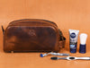 Omaha Leather Toiletry Bag - Hickory Brown