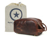 Omaha Leather Toiletry Bag - Walnut Brown