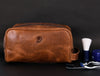 Tampa Leather Toiletry Bag - Copper Brown