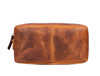 Manresa Leather Toiletry Bag - Caramel Brown