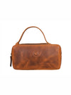 Manresa Leather Toiletry Bag - Caramel Brown