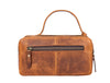 Manresa Leather Toiletry Bag - Caramel Brown