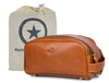 Omaha Leather Toiletry Bag - Cinnamon Brown