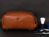 Omaha Leather Toiletry Bag - Cinnamon Brown