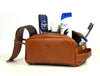 Omaha Leather Toiletry Bag - Cinnamon Brown