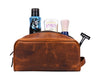 Tampa Leather Toiletry Bag - Caramel Brown