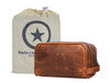 Tampa Leather Toiletry Bag - Caramel Brown - Aaron Leather Goods 