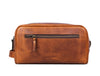 Tampa Leather Toiletry Bag - Caramel Brown