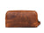 Tampa Leather Toiletry Bag - Caramel Brown