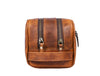 Tampa Leather Toiletry Bag - Caramel Brown