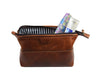 Normandy Leather Toiletry Bag - Caramel Brown