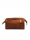 Normandy Leather Toiletry Bag - Caramel Brown