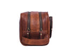 Barcelona Leather Toiletry Bag - Caramel Brown