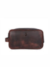 Vacone Leather Toiletry Bag - Walnut Brown - Aaron Leather Goods 