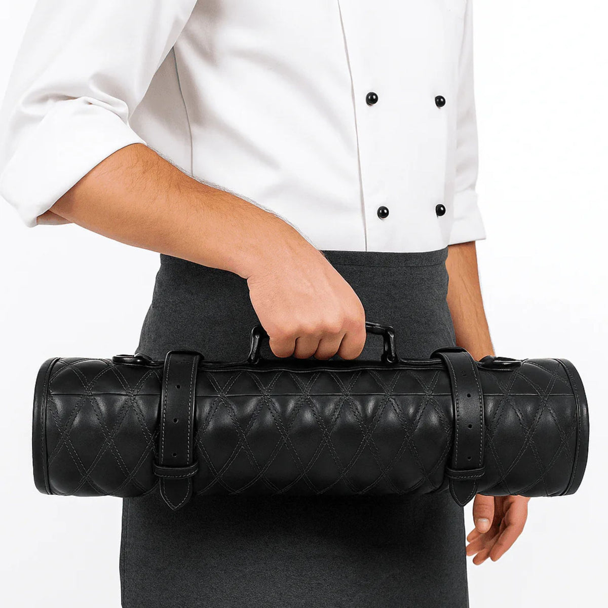 Arctic Blade Quilted Leather Knife Roll -Black