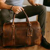 Arezzo Leather Overnight Bag - Caramel Brown - Aaron Leather Goods