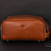 Omaha Leather Toiletry Bag - Cinnamon Brown - Aaron Leather Goods