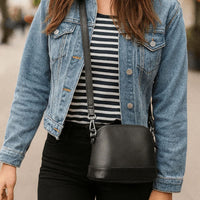 Requena Leather Crossbody Bag -  Raven Black