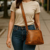 Requena Leather Crossbody Bag -Caramel Brown
