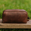 Tampa Leather Toiletry Bag - Walnut Brown