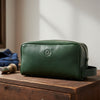 Tampa Leather Toiletry Bag - Fossil Green - Aaron Leather Goods