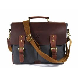 Prato Canvas Messenger Bag - Charcoal Grey