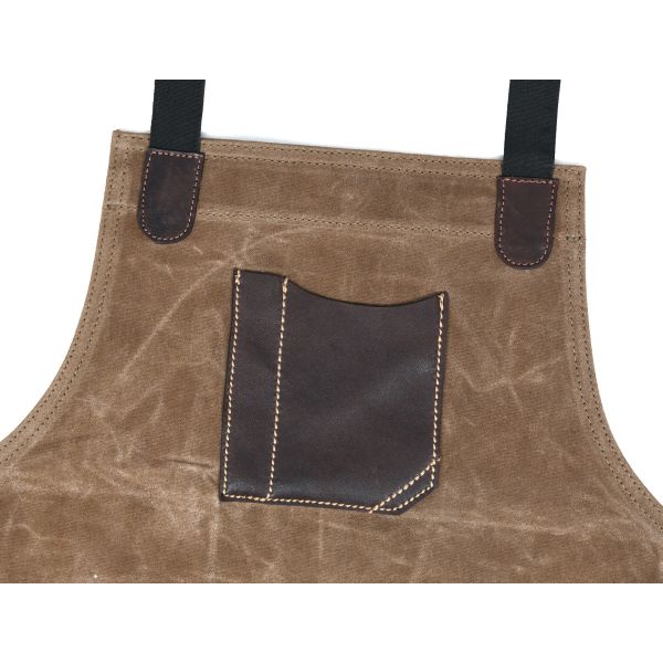 Waxed Canvas and Leather Apron - Brown