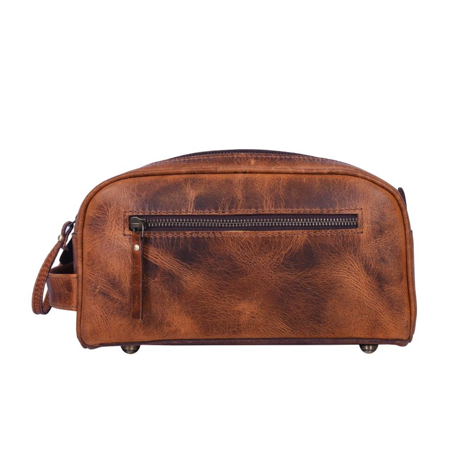 Leather Toiletry Bag for Men | Dopp Kit / Travel Pack Bootlegger Brown