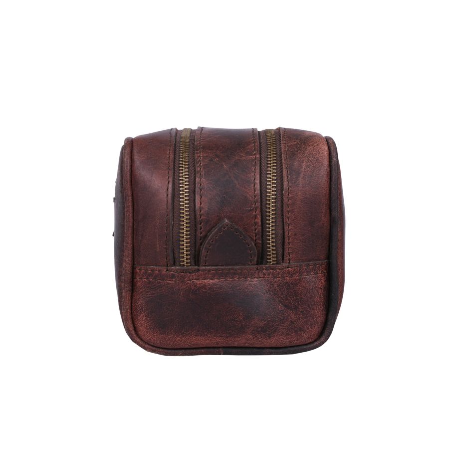 Brown Leather Toiletry Bag • Handcrafted • Duvall Leatherwork