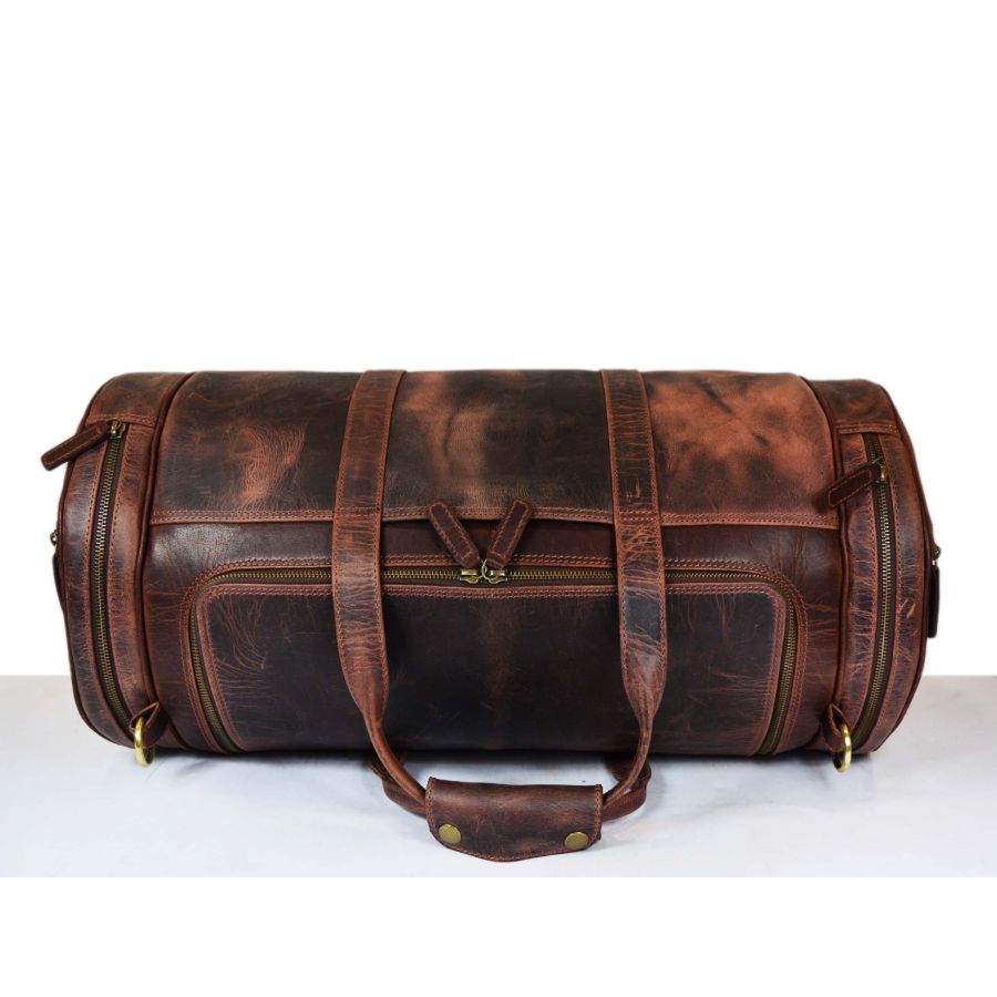 Cordoba Leather Barrel Bag - Walnut Brown