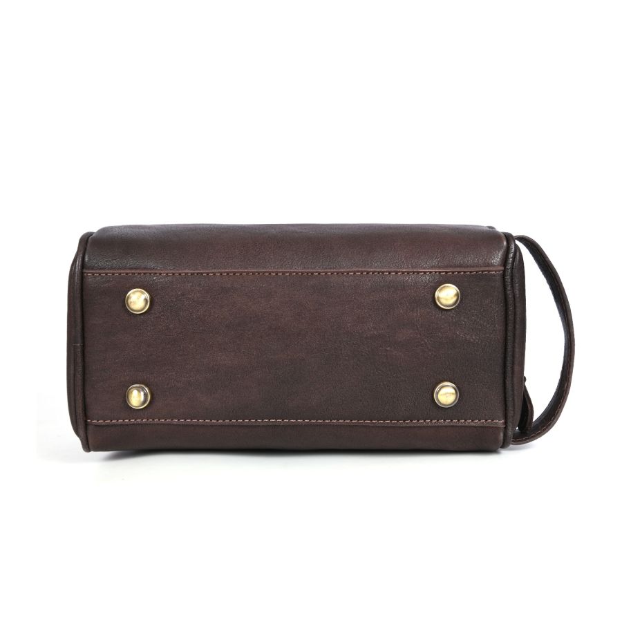 Tampa Leather Toiletry Bag - Hickory Brown
