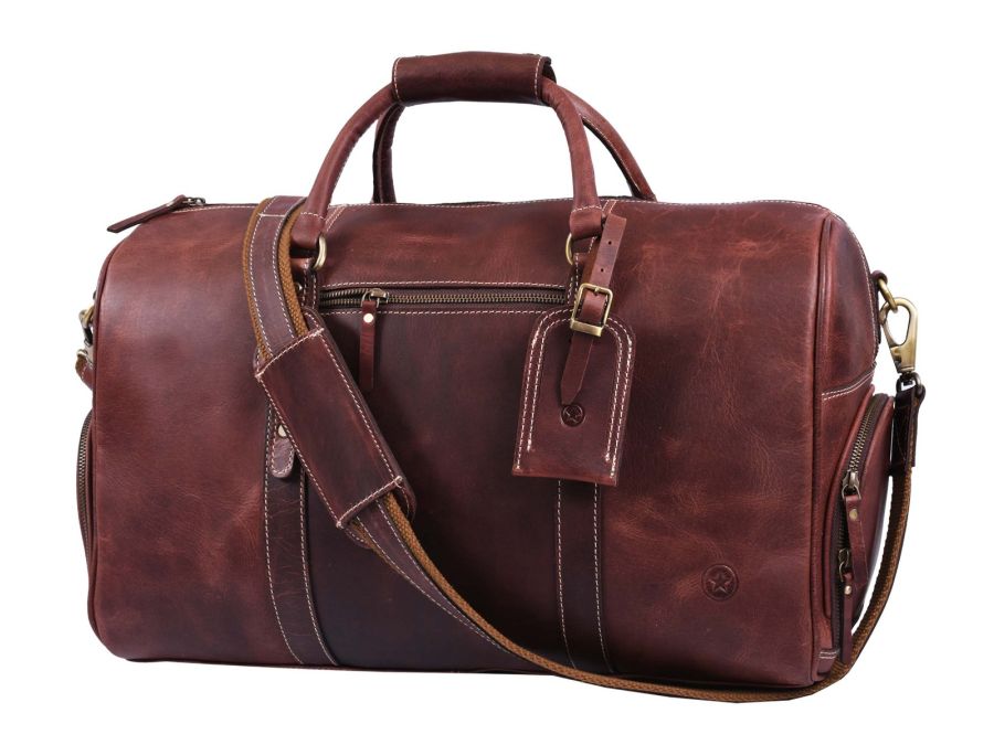 Arezzo Leather Overnight Bag Walnut Brown