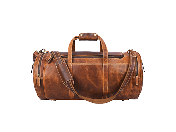 Cordoba Leather Barrel Bag - Caramel Brown