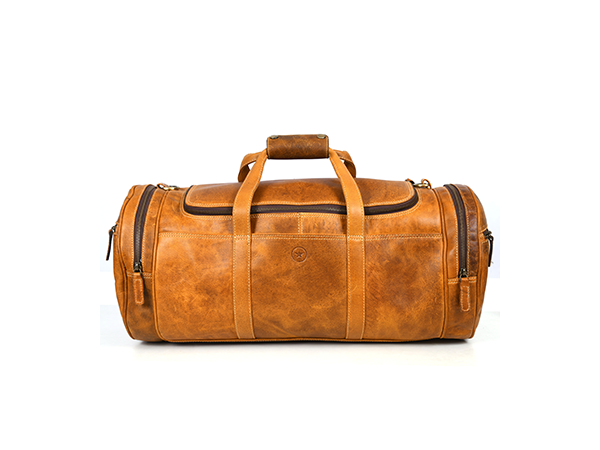 Cordoba Leather Barrel Bag - Tangerine