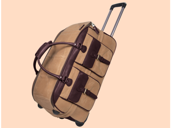 Astra Leather Canvas Trolley Bag - Brown 