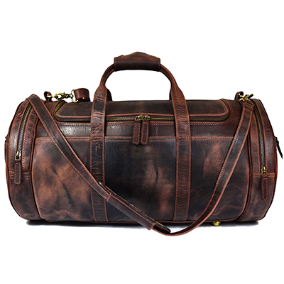 Genuine Leather Duffle Bag, Personalized Canvas Travel Bag