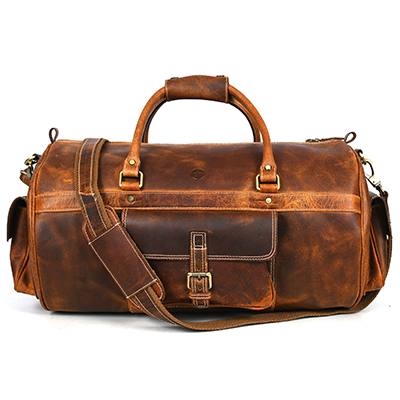 Genuine Leather Duffle Bag, Personalized Canvas Travel Bag